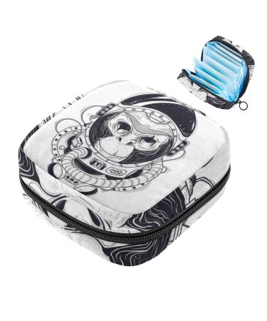 Space Monkey Women's Binding Pocket Large Menstrual Cup cylinder pocket with zipper periodic inserts bags pantyhouses tampons for girls and women black and pink multi-colored