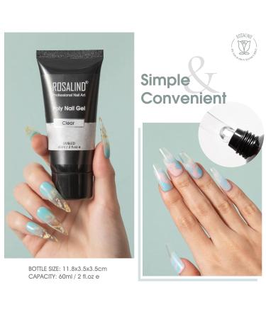 Rosalind Poly Nail Gel 60ml UV/LED Acrylic Gel for Nail Extensions Manicure & Repair | Clear Transparent - Buy Online on GoSupps.com