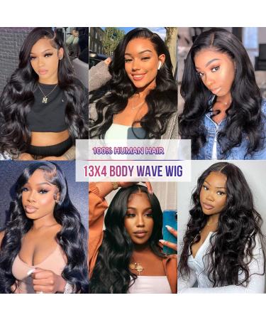 26 Inch Body Wave Human Hair Lace Front Wig 13x4 HD Lace 180% Density Brazilian Virgin Hair Glueless Wig for Black Women - Pre Plucked with Baby Hair, Natural Black - Buy Online on GoSupps.com