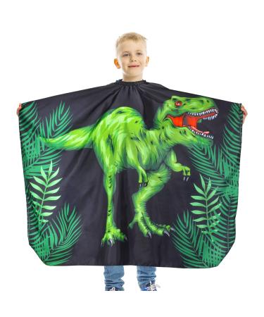 Kids Haircut Cape Waterproof Barber Cape Cover, Dinosaur Hair Cutting Cape Apron for Boys with Adjustable Snap Closure