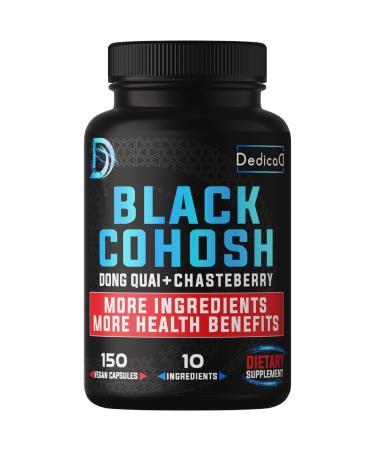 12in1 Black Cohosh 5-Month Supply for Menopause Support Supplement with Dong Quai, Chasteberry, Red Raspberry, Licorice, Wild Yam & More - 150 Capsules 150 Count (Pack of 1)