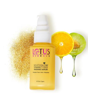 Lotus Herbals Whiteglow Vitamin C And Gold Radiance Face Serum | For Dull & Dry Skin | Brightening & Hydrating | 30ml