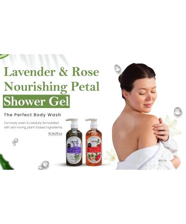 Lavender & Rose Nourishing Foaming Shower Gel for All Skin Types - Invigorating Body Wash (16.9 oz) - Unisex - Buy Online on GoSupps.com
