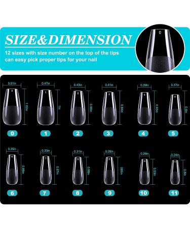 HIOTIOL Soft Gel Nail Tips 552Pcs - Full Cover Soak-off Extensions - Medium Coffin Half Matte Clear - 12 Sizes - Ideal for Salons and DIY Art - Buy Online on GoSupps.com