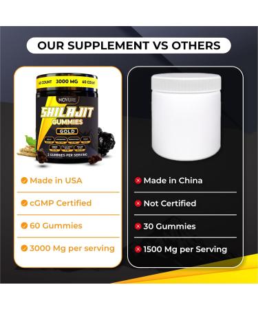 Himalayan Shilajit Gummies No Added Sugar Ashwagandha MACA Root Turmeric Extract with Vitamin C Non-GMO 100% Natural & Organic (60 Count Gold) Gold 60 Count (Pack of 1) - Buy Online on GoSupps.com