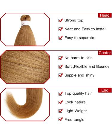 Xtrend 26 Inch EZ Braids 8Packs Yellow Pre-Stretched Easy Braiding Hair Extensions for Box Braids Hair Hot Water Setting Synthetic Fiber Hair Extensions Yellow# 26 Inch (Pack of 8) Yellow - Buy Online on GoSupps.com