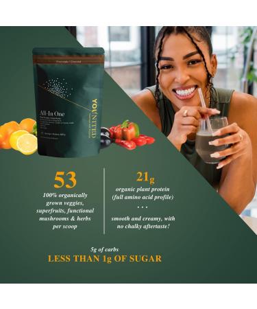 Vegan Protein Powder - Younited All-In One Plant Protein with Greens| 21g of Protein & 5g Carbs per Serving | Vegetable Powdered | Superfood Antioxidant and Phytonutrient Rich | Complete Breakfast Smoothie Chocolate Flavour (25 Servings) - Buy Online on GoSupps.com