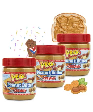 PEO's 3 x 340g Creamy Peanut Butter | Natural Peanut Butter Made with Roasted Peanut Kernels | Delicious Peanut Cream with Full Taste
