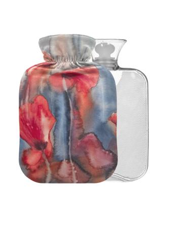 Poppies Hot Water Bottle without BAP with Cover 2 l Large Hot Water Bag for Pain Relief from Cramps