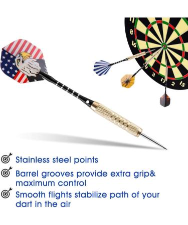 UZOPI 15 Pack Steel Tip Darts Set 18g with Sharpener & Extra Flights - Aluminum Shafts, Brass Barrels - Ideal for Rec Rooms, Man Caves, Bars & Game Rooms - Buy Online on GoSupps.com