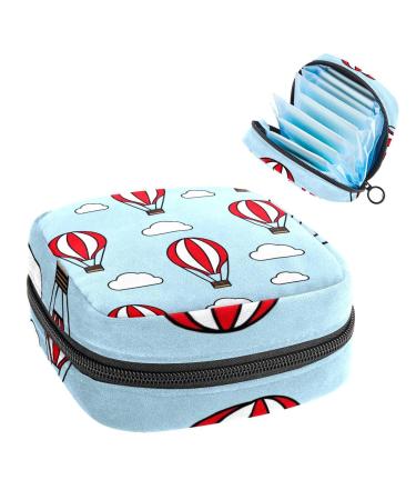 Anna Cowper Hot Air Balloon Print Sanitary Napkin Storage Bag Feminine Menstrual Cup Pouches Nursing Pad Holder Tampon Bags Portable Period Bag for Women Teen Girls 1Pcs Multi-colored 2
