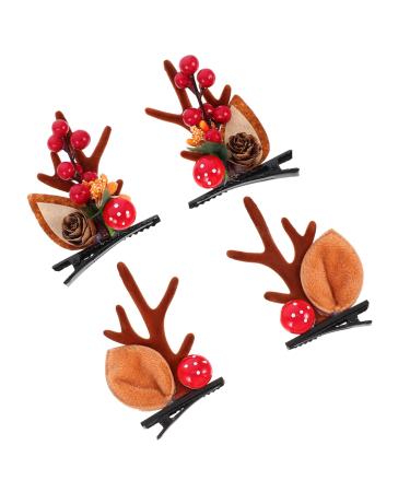 FOMIYES 2 Pairs Hairpin Party Girls Hair Clip Deer Horns and Ears Animal Horns Hair Clip Antler Barrettes Christmas Hair Clips for Kids Xmas Hair Clip Elk Child Non-woven Fabric Headband