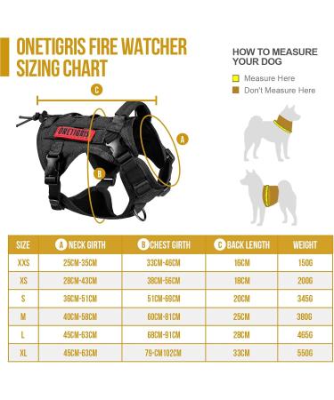 Oneigris Dog Harness - Fire Watcher Tactical | 1000D Nylon No-Pull D-Ring Adjustable XXS Black - Buy Online on GoSupps.com