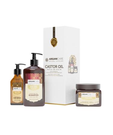 ARGANICARE | Shampoo + Mask + Castor Serum | Growth Accelerator | Soothes Scalp | Nourishes and Strengthens Scalp | Strong and Shiny Hair | 400ML + 500ML + 100ML