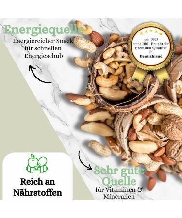  1001 Frucht 1001 Fruit Nut Mix - Hazelnut-Free - Natural - 1 kg - No Raisins or Sultanas - Natural Mix with No Additives - Buy Online on GoSupps.com