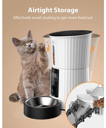 Petory Timed Automatic Cat Feeders - 4L Programable Dry Food Dispenser for Cats and Small Medium Dogs 6 Meals with Desiccant Bag Dual Power Supply 10S Voice Recorder White Regular Version - Buy Online on GoSupps.com