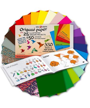 Origami Paper Kit - 350 Sheets, 20 Colors, 6x6 Size, 50 Traditional Japanese Patterns, Origami Book with 25 Easy Colored Projects - Ideal for Kids Crafts and Christmas Gifts for Boys 8-12 - Buy Online on GoSupps.com