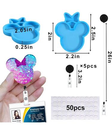 Juome Resin Molds Badge Reels Set - Mouse Head Bow Silicone Molds for Epoxy Resin Casting with Retractable Badge Clips - DIY Crafts Badge Holder Making Kit - Buy Online on GoSupps.com
