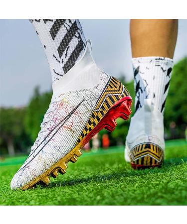 Niber Men's Boys Turf Cleats Soccer Athletic Football Shoes - White | Size 6 Big Kid - Buy Online on GoSupps.com