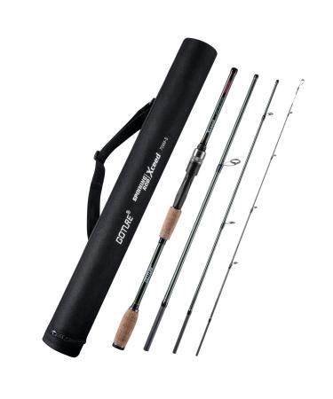 Goture Travel Fishing Rods 2 Piece/4 Piece Fishing Pole with Case/Bag Fly Fishing Kit/Surf Casting/Spinning Rod Ultralight Fishing Baitcast Rod 6ft-12ft for Saltwater Trout Bass Walleye Pike 4 Piece Fishing Rod Dark Green Spinning/8'-mf/Mh