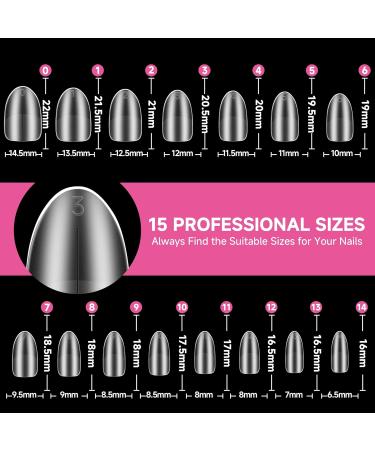 UNA GELLA Short Oval Round Nail Tips | 312 Pcs Full Matte Clear Gel X Nail Tips - 15 Sizes for DIY Nail Extensions - Buy Online on GoSupps.com