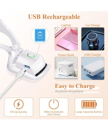 Subay Heated Eyelash Curlers - USB Rechargeable Electric Curler with Tweezer & Comb | Long Lasting 2 Heating Modes Perfect for Travel - Buy Online on GoSupps.com