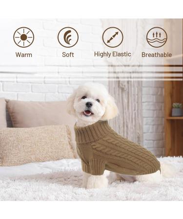 Shop Warm Winter Dog Sweater for Big Dogs - Christmas Fleece Clothing | Khaki Camel XS (Back 23cm Breast 32cm) - Buy Online on GoSupps.com
