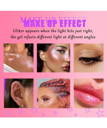  Sugeru Glitter gel for body eyeshadow hair and lips | Quick-drying waterproof long-lasting glitter makeup | Color-changing shimmering gel under light - Buy Online on GoSupps.com