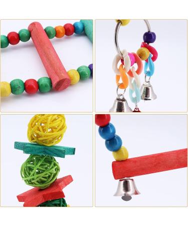 Seahelms 8-Piece Parrot Bird Toys Set - Natural Wood Chewing Hammock Bell & Swing for Nymphic Finches and Small Parrots - Colorful Bird Cage Enrichment - Buy Online on GoSupps.com