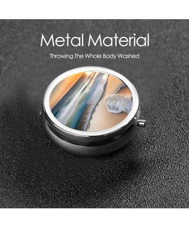 Buy Sunset Over The Waves Round Pill Box - 3 Compartment Portable Organizer for Purse & Pocket | International Shipping Available - Buy Online on GoSupps.com