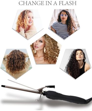 Buy Curling Iron Wand with LCD Display - 3/8 Inch Ceramic Tourmaline Barrel - Dual Voltage Fast Heating Curler for All Hair Types - Gold - Buy Online on GoSupps.com
