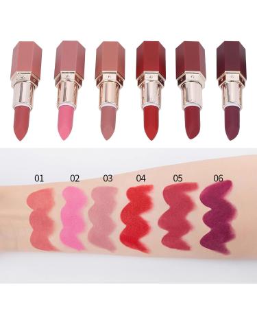 Brrnoo Lipsticks Makeup Set - 6 Colors Long-Lasting Matte Texture | Portable Lipstick Kit for Daily Use | Perfect Gift - Buy Online on GoSupps.com