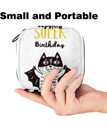 Menstruation Pad Bag with Zipper - Funny Cat Design | Women's Napkin & Tampon Bag | Perfect Gift for Girls & Birthdays - Buy Online on GoSupps.com