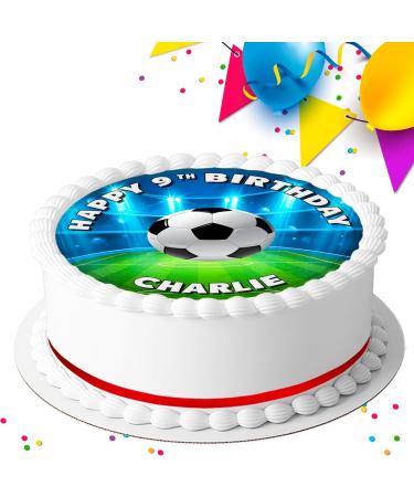 FOOTBALL BIRTHDAY PARTY PERSONALISED EDIBLE ICING CAKE TOPPER FB625 - Buy Online on GoSupps.com