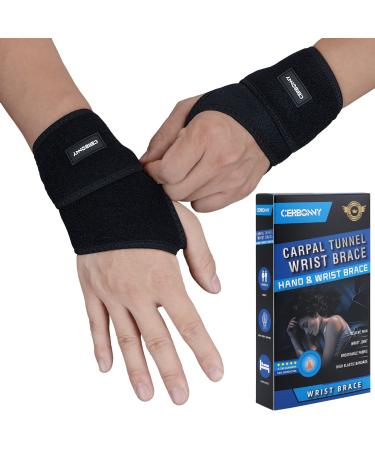CERBONNY Carpal Tunnel Wrist Brace ,2Pack Wrist Support Brace Adjustable Wrist Strap Reversible Wrist Brace for Sports Protecting/Tendonitis Pain Relief/Carpal Tunnel/Arthritis-Right&Left
