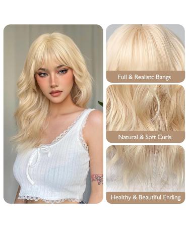 Shop Realistic Testar Blonde Wigs for Women | Platinum Water Wave Shoulder-Length Synthetic Curly Wig for Daily Use - Buy Online on GoSupps.com