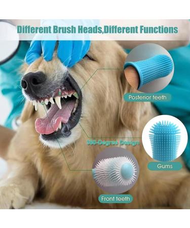 5-Piece Dog Toothbrush Set | Reusable 360 Silicone Dental Care for Dogs & Cats - Ideal for Small & Large Breeds (Blue) - Buy Online on GoSupps.com