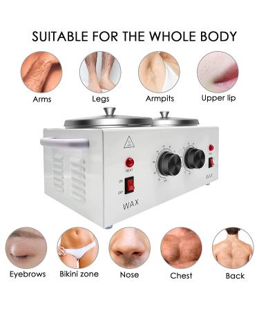 Professional Dual Wax Warmer Heater for Hair Removal - Salon Quality SPA Equipment with Adjustable Temperature Set - Includes 100 Wax Applicator Sticks - 101 Piece Set - Buy Online on GoSupps.com