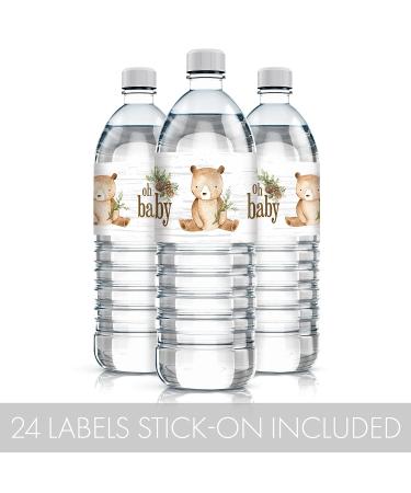 Woodland Bear Baby Shower Water Bottle Labels - 24 Brown Bear Waterproof Stickers - Buy Online on GoSupps.com