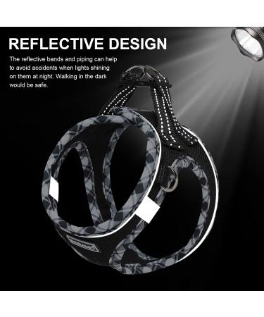 Doramio XXS Dog Harness & Leash for Small Dogs and Cats - Reflective Breathable Safety Harness - Step-In Design - Perfect for Small Breeds (Black) - Buy Online on GoSupps.com