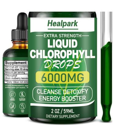 Chlorophyll Liquid Drops for Water - 100% Natural Energy Booster and Immune Support - Internal Deodorant and Detox - Fast Absorption, Vegan & Non-GMO - 120 Servings 6000MG