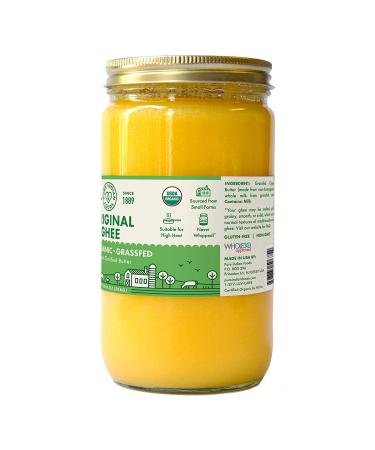 Pure Indian Foods Organic Grassfed Original Ghee 28.8 oz - Made in USA, Non-GMO, Gluten Free - Paleo & Keto Friendly Clarified Butter - 32 fl oz / 1 Quart - Buy Online on GoSupps.com