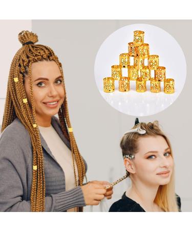 30pcs Gold Aluminum Hair Braid Rings Dreadlocks Cuffs Clips - Adjustable Metal Hair Jewelry Rings for Braids - Braiding Hair Decor Accessories - Buy Online on GoSupps.com