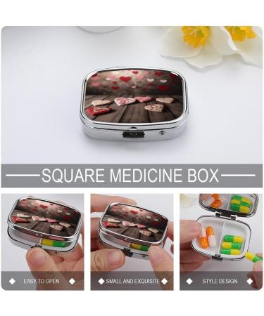 Valentine's Day Pill Box - Decorative 2 Compartment Portable Pill Organizer | Metal Medicine Case for Pocket & Purse - Buy Online on GoSupps.com