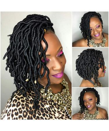Wavy Gypsy Locs Crochet Hair 12 Inch 8 Packs/Lot Ombre Goddess Wavy Faux Locs Synthetic Braiding Hair | Short Dreadlocs Hair Extensions (Black 1B) - 12 Inch (Pack of 8) - Buy Online on GoSupps.com