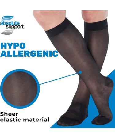 Made in the USA Women's 2X-Large Transparent Compression Socks - 15-20 mmHg for Improved Blood Circulation - Black - Buy Online on GoSupps.com