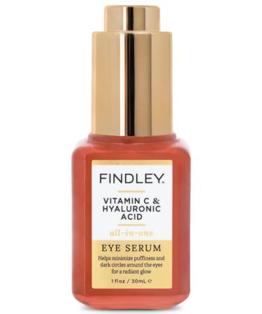 Findley Vitamin C & Hyaluronic Acid All-in-One Eye Serum | Minimizes Puffiness & Dark Circles | Radiant Glow (1 Fl Oz)