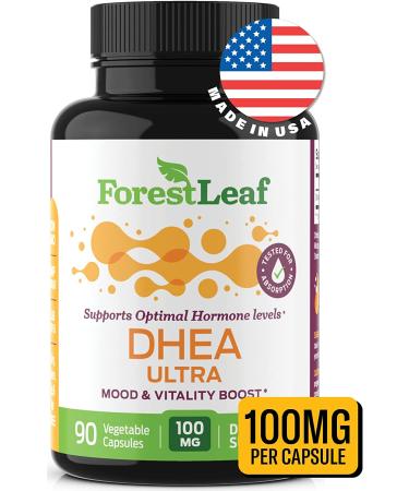 Forest Leaf DHEA 100mg Daily Hormone Supplement - 90 Veg Capsules for Healthy Metabolism, Mood, Performance, Brain & Immune Function - Buy Online on GoSupps.com