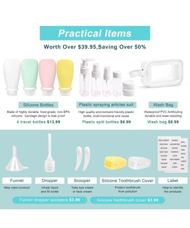 Buy Noideeer 18-Piece Silicone Travel Bottles Set - TSA Approved Perfect for Shampoo Lotion & Gel - Includes Labels & Transparent Bags - Ideal for International Travel - Buy Online on GoSupps.com