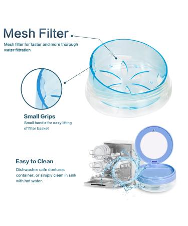 Leak Proof Dental Retainer Case - Denture Cleaning Bath - Travel Friendly - Blue - Buy Online on GoSupps.com